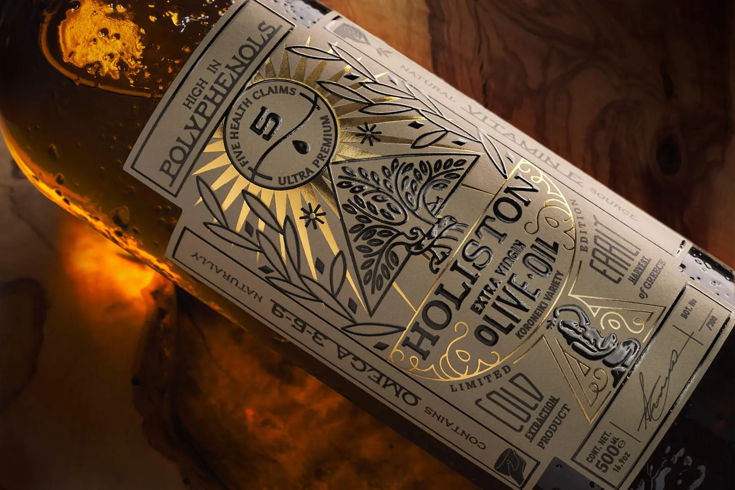 Etiqueta acabados hotstamping para botella vino